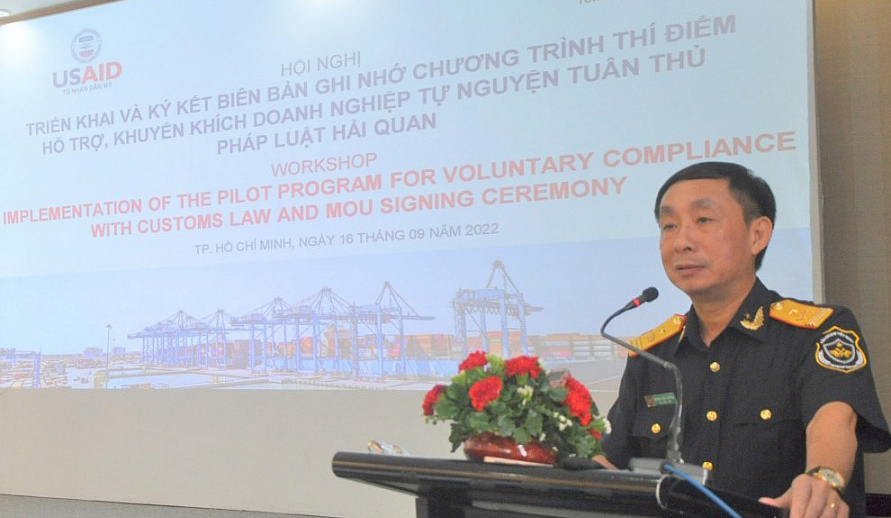 Ông Hoàng Việt Cường - Phó Tổng cục trưởng Tổng cục Hải quan, phát biểu khai mạc hội ngh